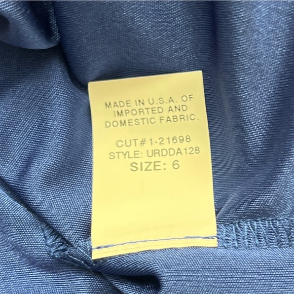 David Meister Sheath Dress Blue Size 6 Belted Ruffle Business Chic Sleek EUC - Picture 14 of 16